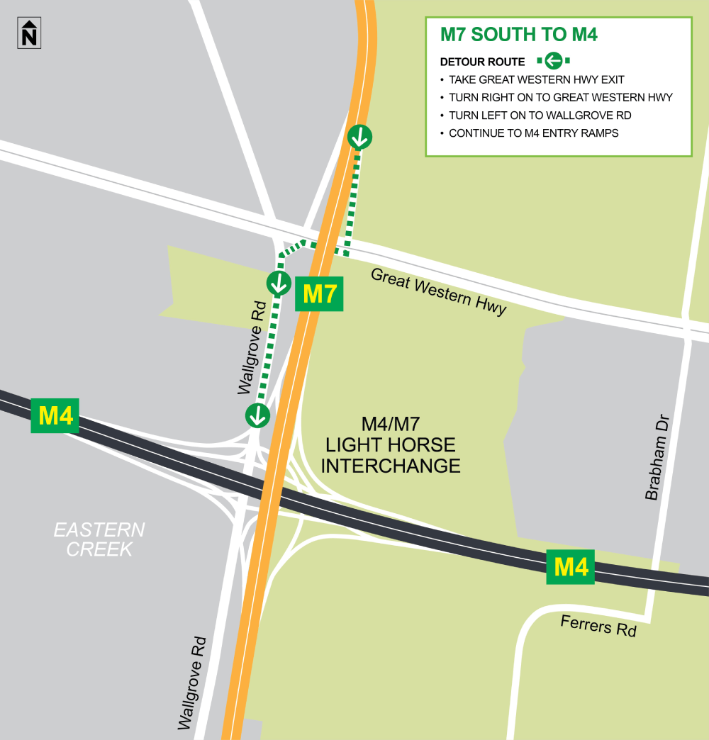 Westlink M7 Detour Map - South