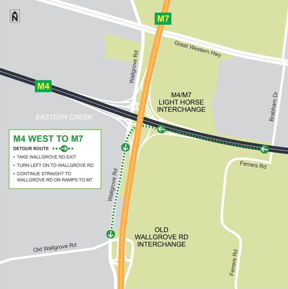 Westlink M7 Detour Map - West