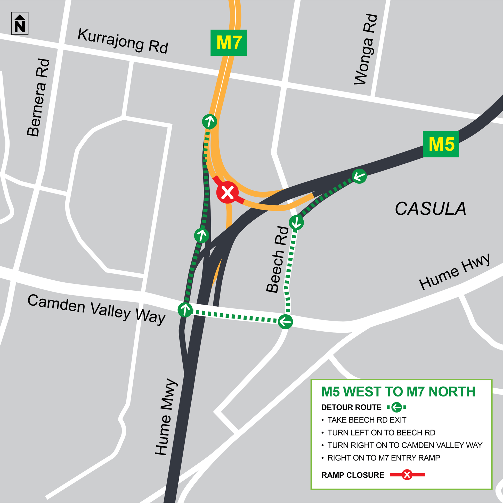 Westlink M7 Detour Map - West to North