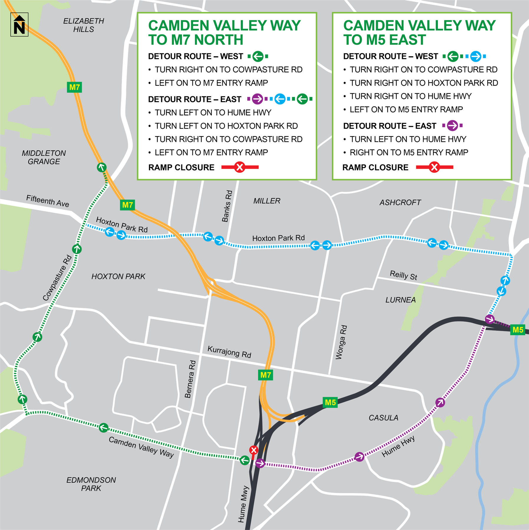 Westlink M7 Detour Map - North East