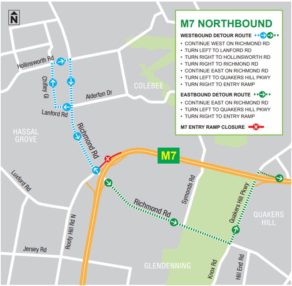 Westlink M7 Detour Map