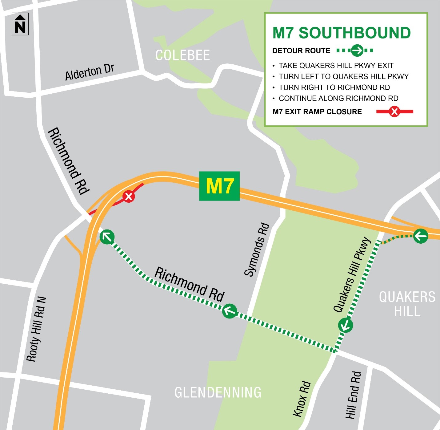 Westlink M7 Detour Map