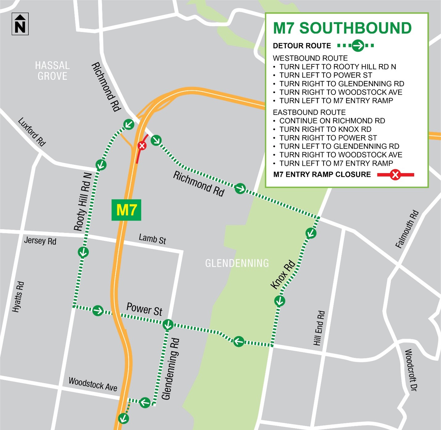 Westlink M7 Detour Map