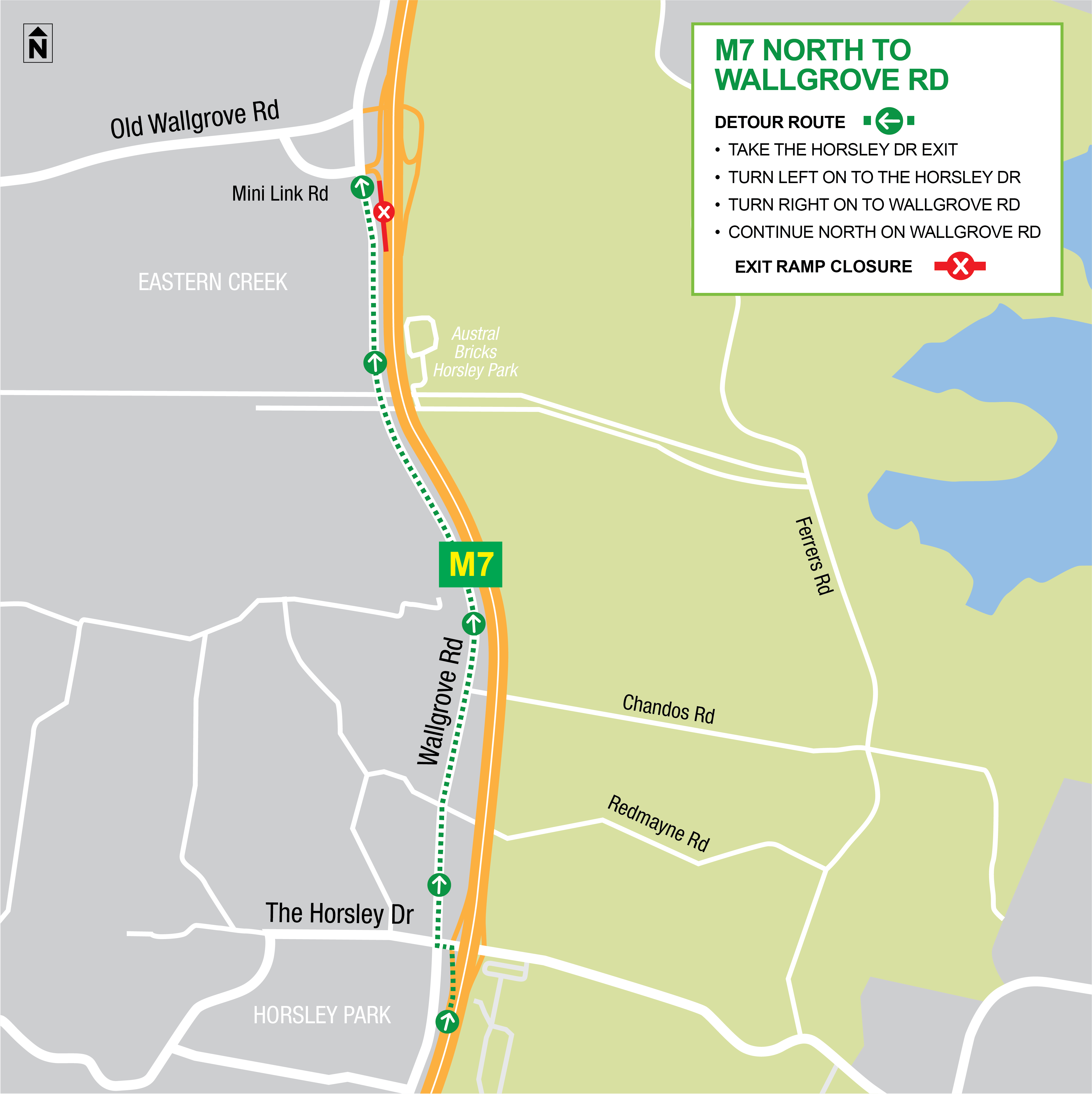 Full ramp closure of Old Wallgrove Road Interchange M7 northbound exit