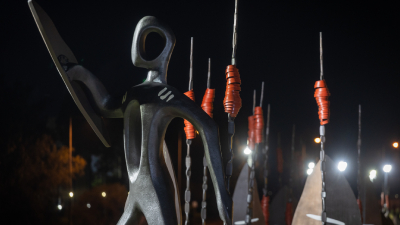 Warriors artwork installation